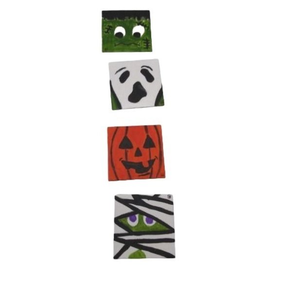 Terrifying Halloween 4-Pack Acrylic Painting on Little Canvas 3 x 3 in each - Picture 7 of 10
